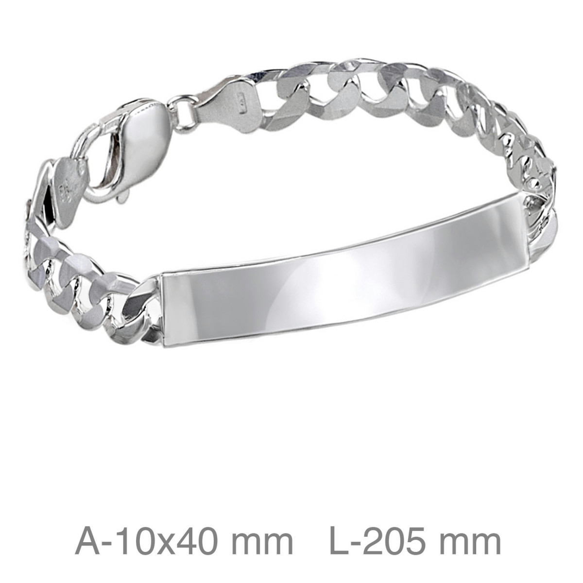 PULSERA PLATA PLACA 20CM