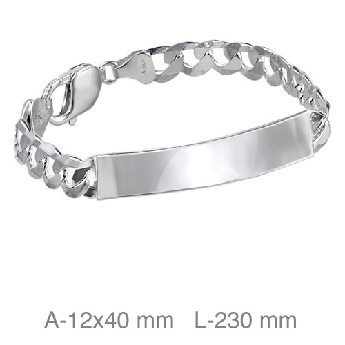 PULSERA PLATA PLACA 23CM