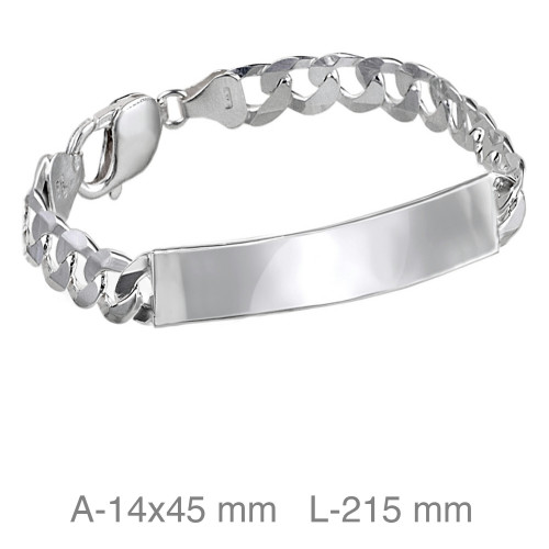 PULSERA PLATA PLACA 21CM