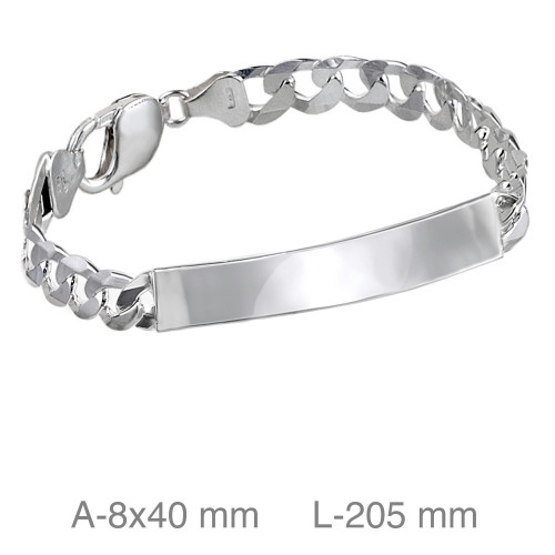 PULSERA PLATA PLACA 20CM