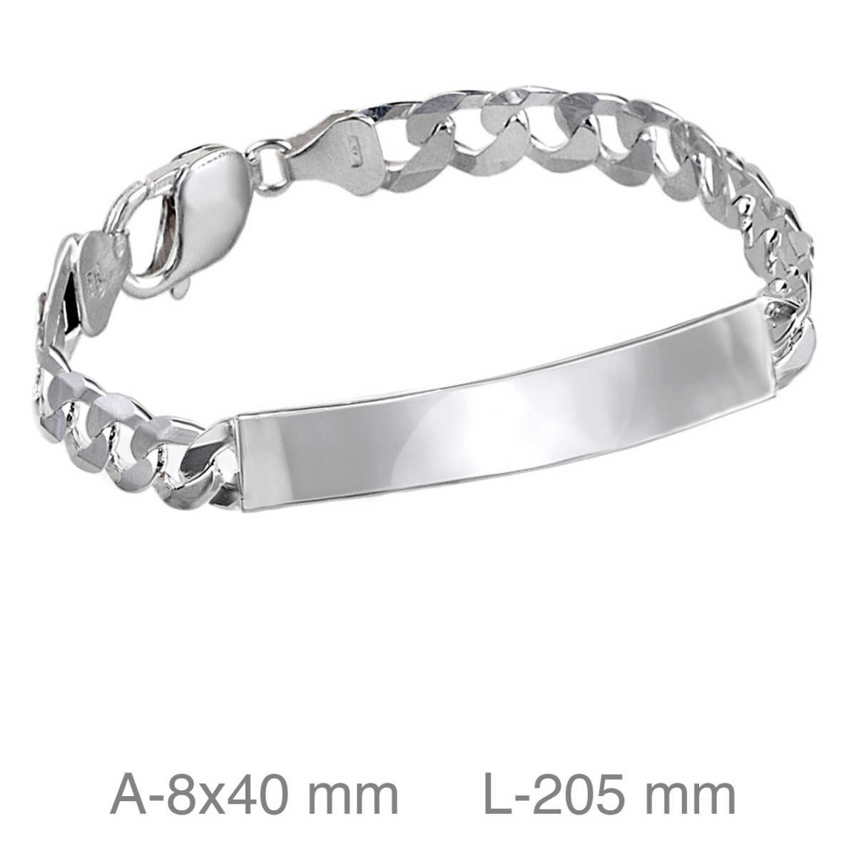 PULSERA PLATA PLACA 20CM