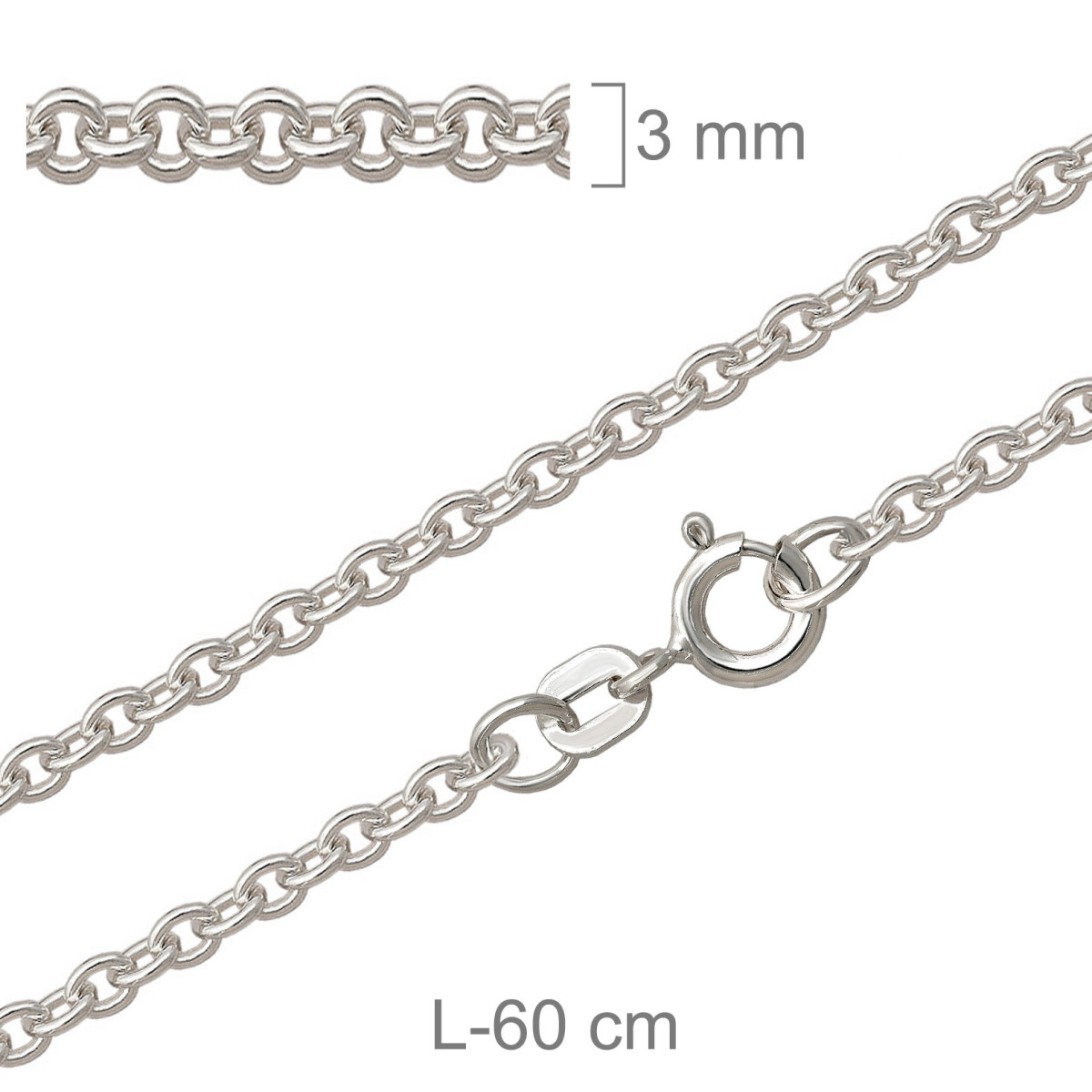 CADENA PLATA FORZADA REDONDA 70X60CM