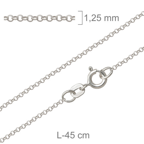 CADENA PLATA ROLO DIAMANTADA 40X45CM