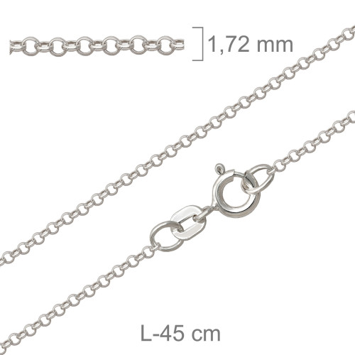CADENA PLATA ROLO DIAMANTADA 50X45CM