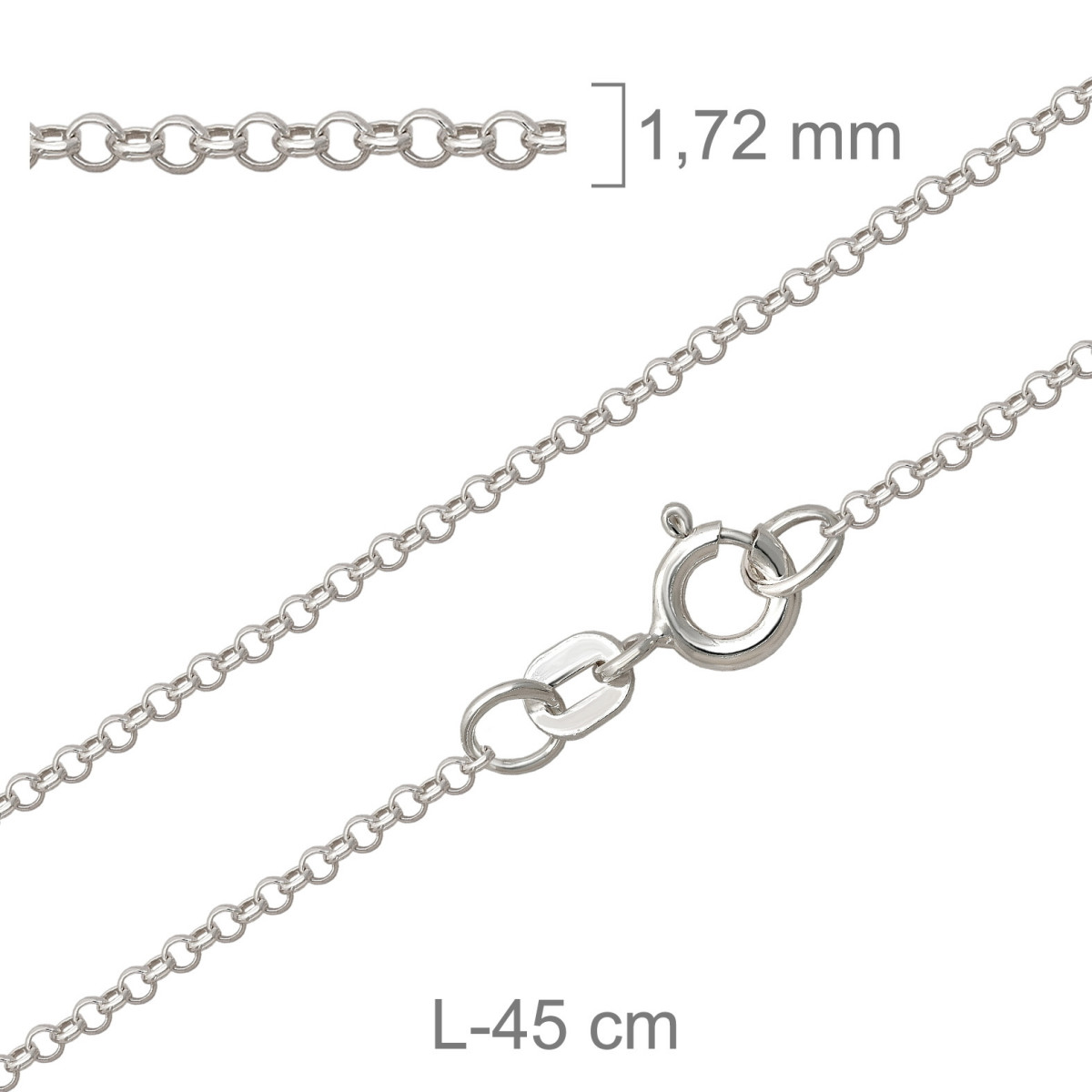 CADENA PLATA ROLO DIAMANTADA 50X45CM