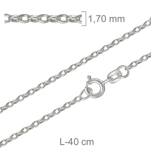 CADENA PLATA ROLO OVAL 65X40CM