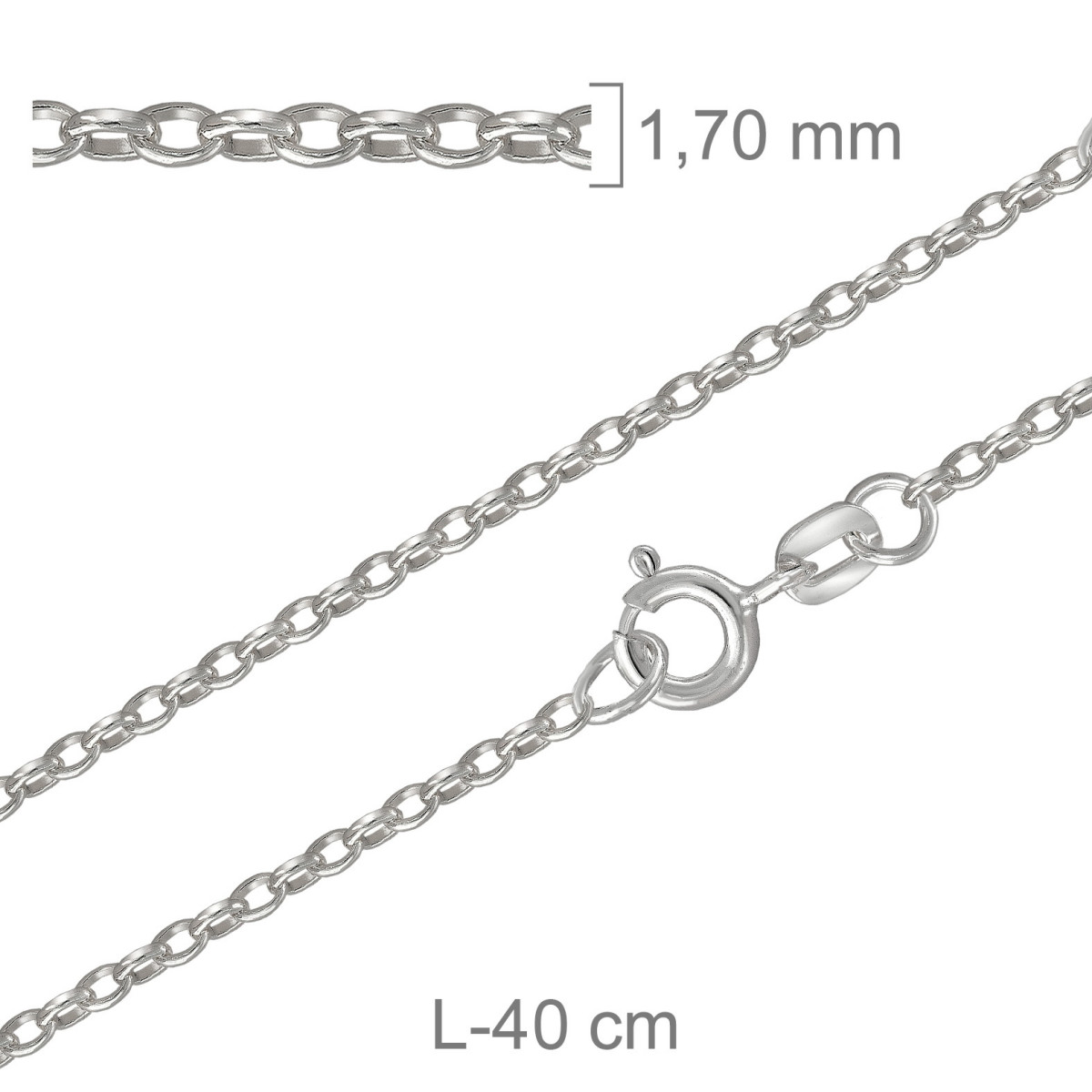 CADENA PLATA ROLO OVAL 65X40CM