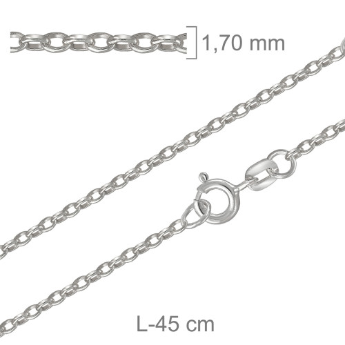 CADENA PLATA ROLO OVAL 65X45CM