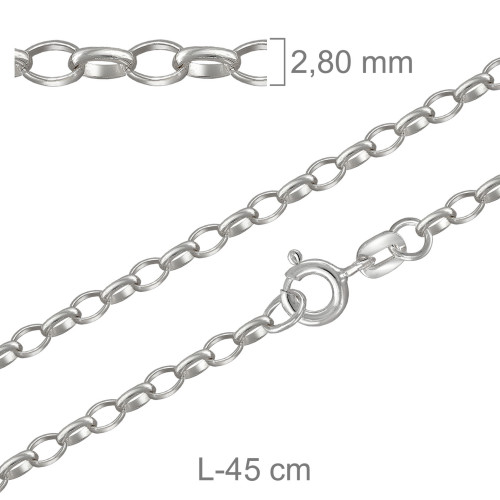 CADENA PLATA ROLO OVAL 68X45CM