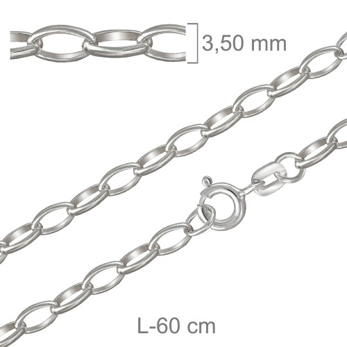 CADENA PLATA ROLO OVAL 71X60CM