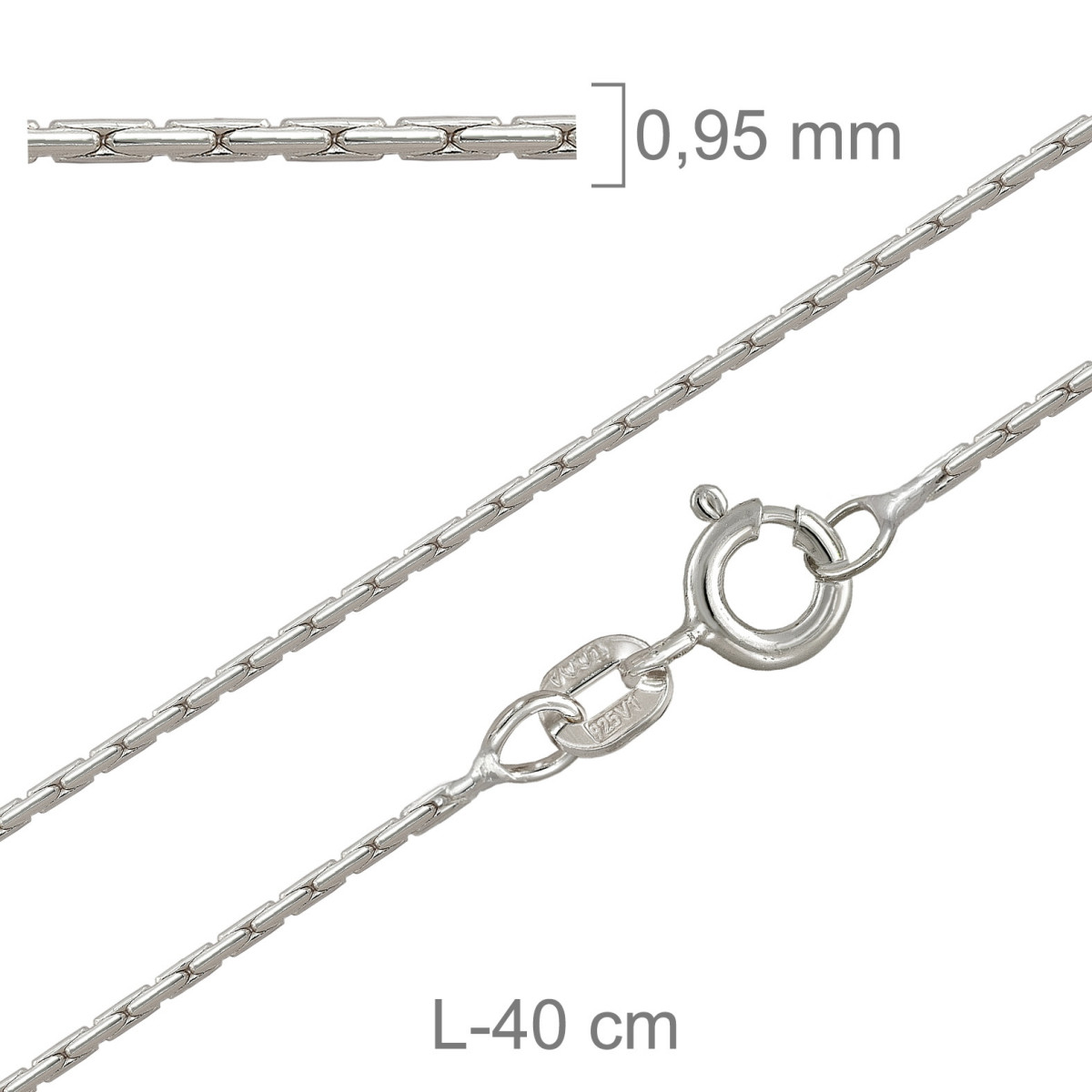 CADENA PLATA COBRA REDONDA 45X40CM
