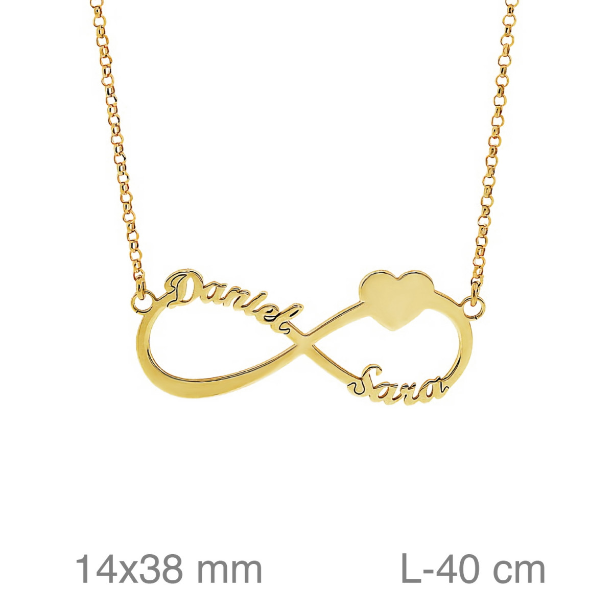 GARGANTILLA PLATA B.ORO INFINITO 2 NOMBRES CORAZON