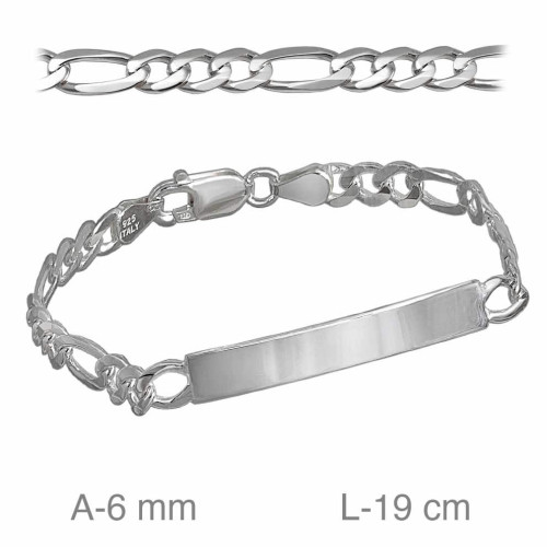 PULSERA PLATA PLACA 3X1 150