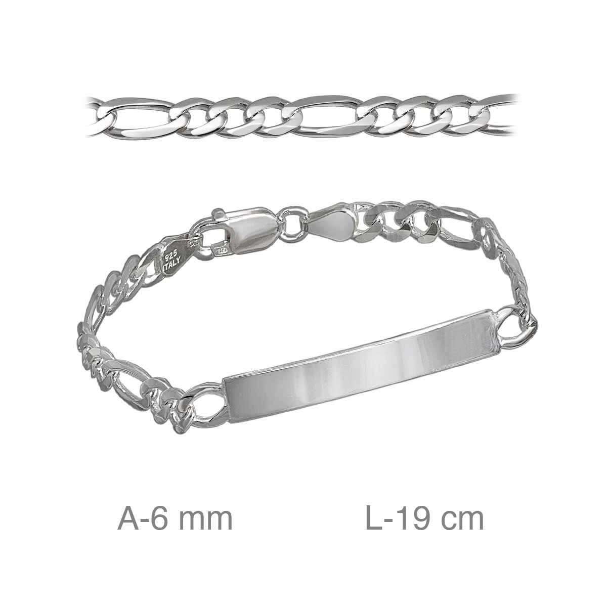PULSERA PLATA PLACA 3X1 150