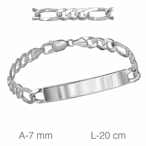 PULSERA PLATA PLACA 3X1 180