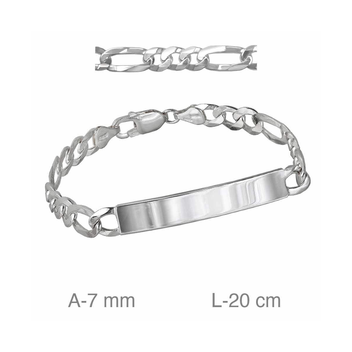 PULSERA PLATA PLACA 3X1 180