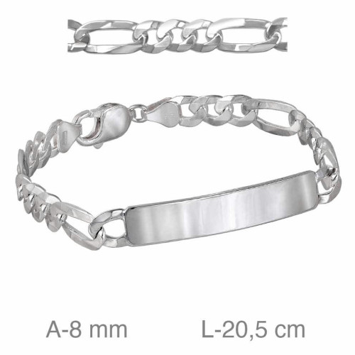 PULSERA PLATA PLACA 3X1 200