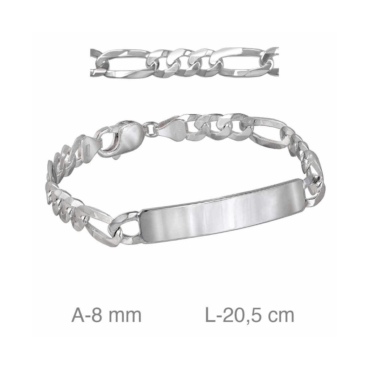 PULSERA PLATA PLACA 3X1 200