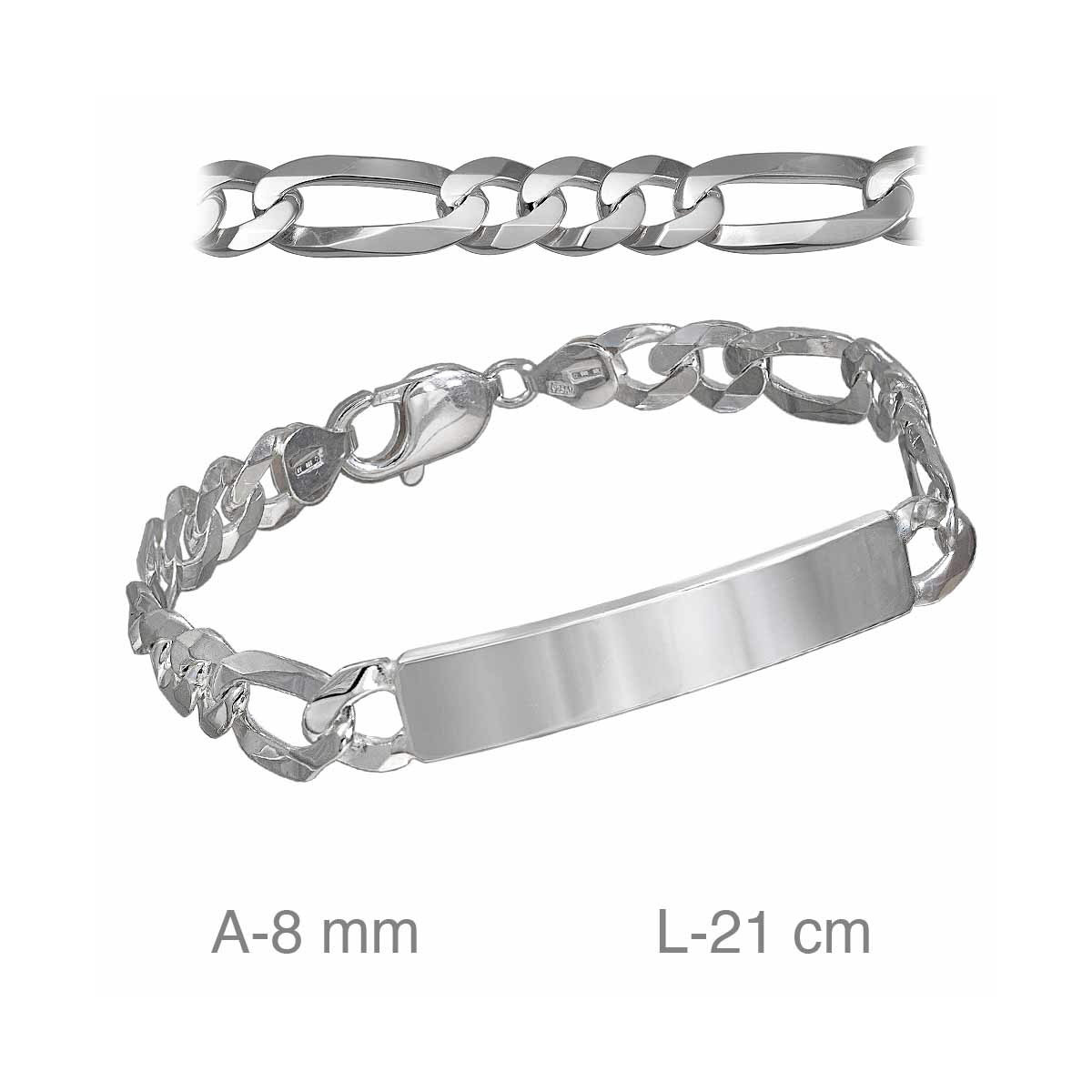 PULSERA PLATA PLACA 3X1 220