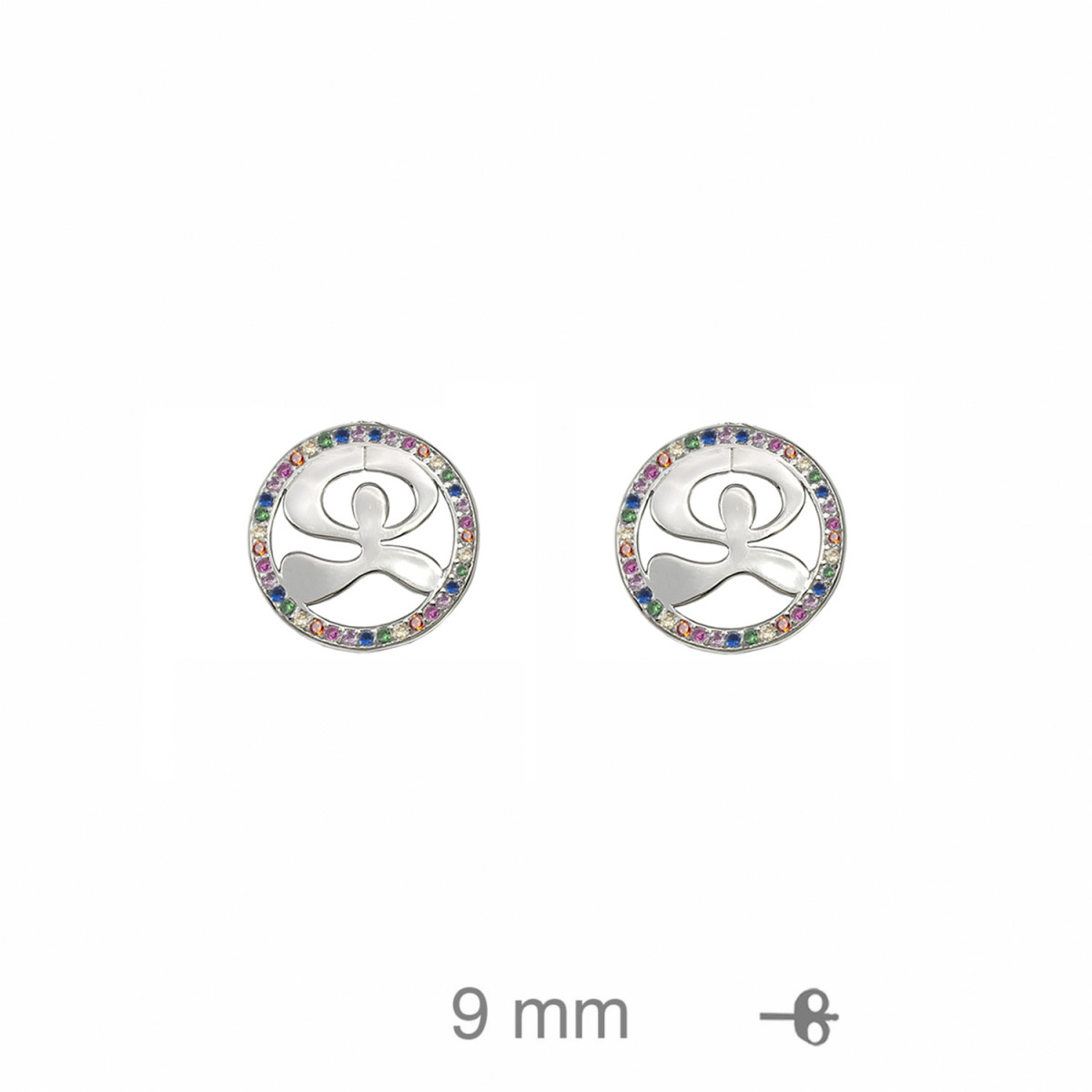 PENDIENTES PLATA INDALO CIRCONITAS COLOR 9 MM
