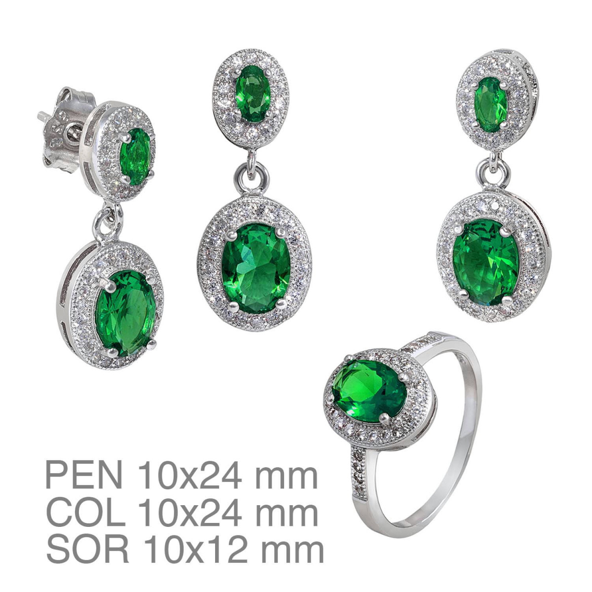 JUEGO PLATA CIRCONITA VERDE