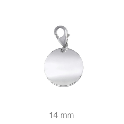 COLGANTE PLATA CHARM DISCO LISO 14mm