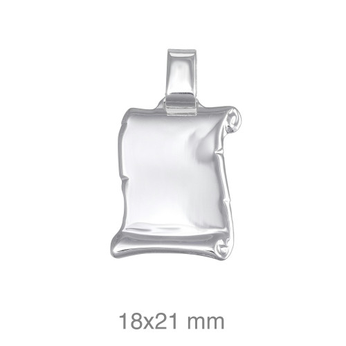 PLACA PLATA PERGAMINO 16x22mm