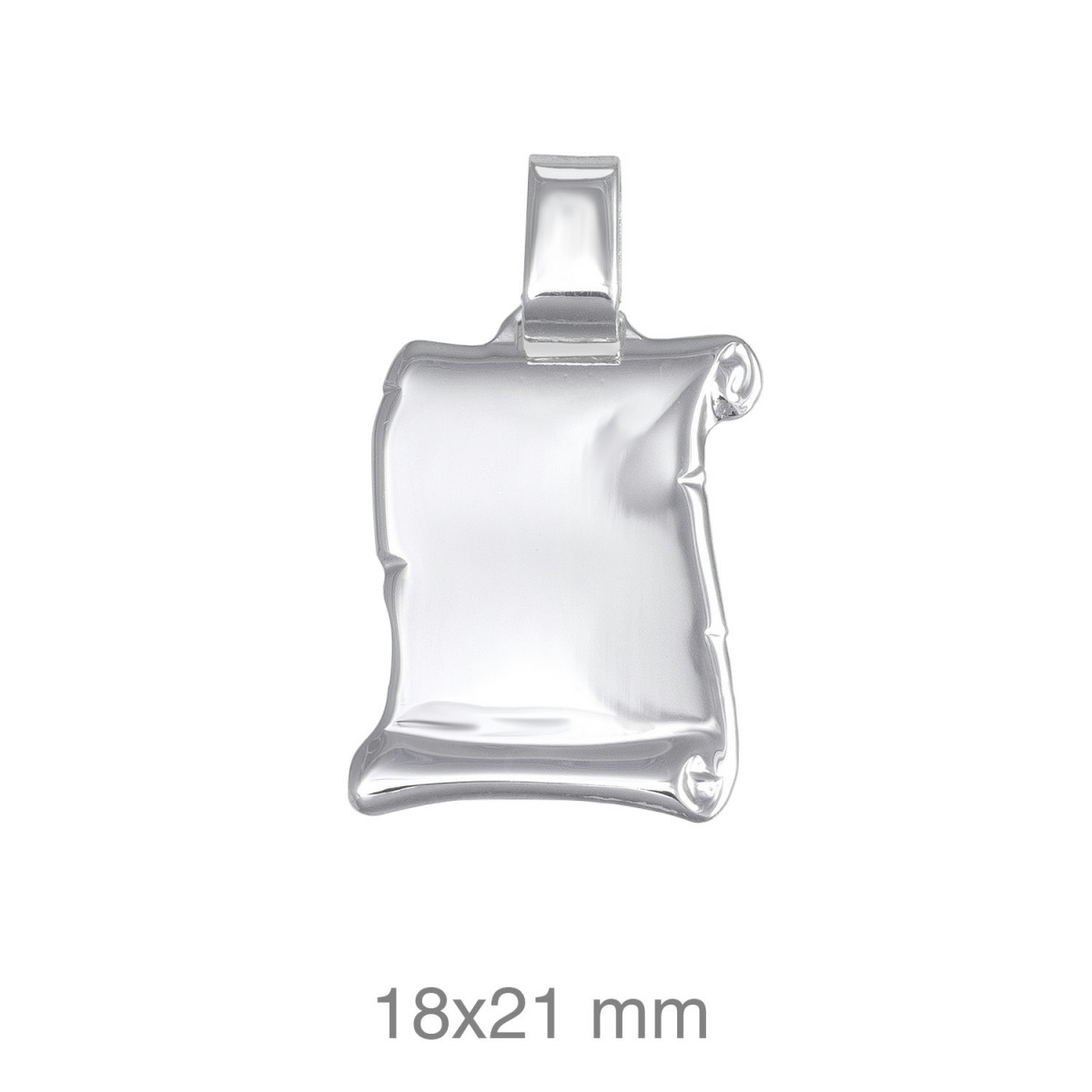 PLACA PLATA PERGAMINO 16x22mm
