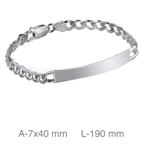 PULSERA PLATA PLACA BARBADA 150