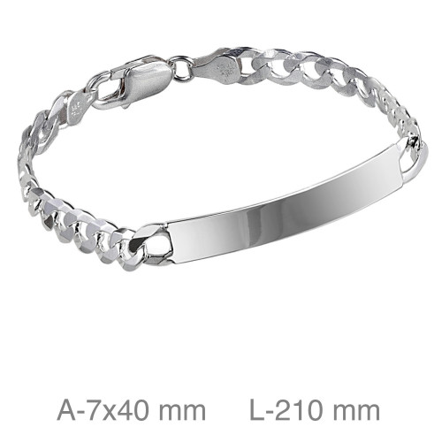 PULSERA PLATA PLACA BARBADA 180