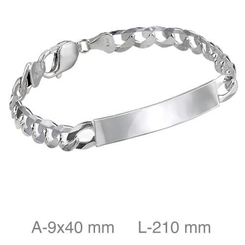 PULSERA PLATA PLACA BARBADA 200