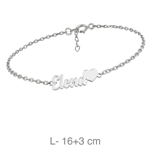 PULSERA PLATA NOMBRE CORAZON