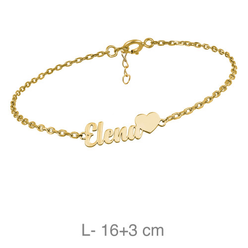 PULSERA PLATA B.ORO NOMBRE CORAZON