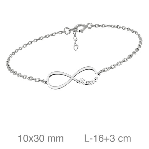 PULSERA PLATA INFINITO 1 NOMBRE