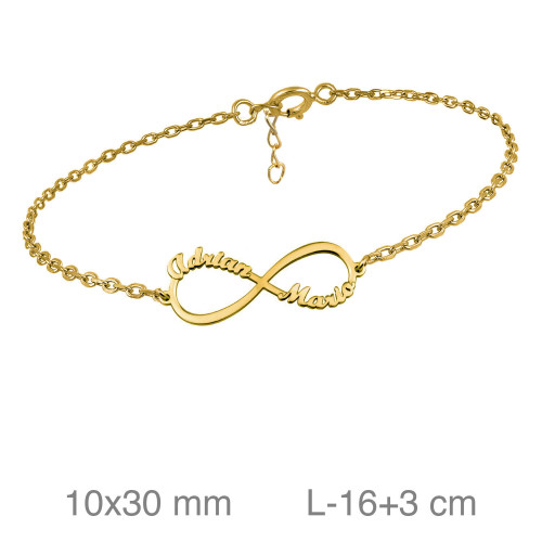 PULSERA PLATA B.ORO INFINITO 2 NOMBRES