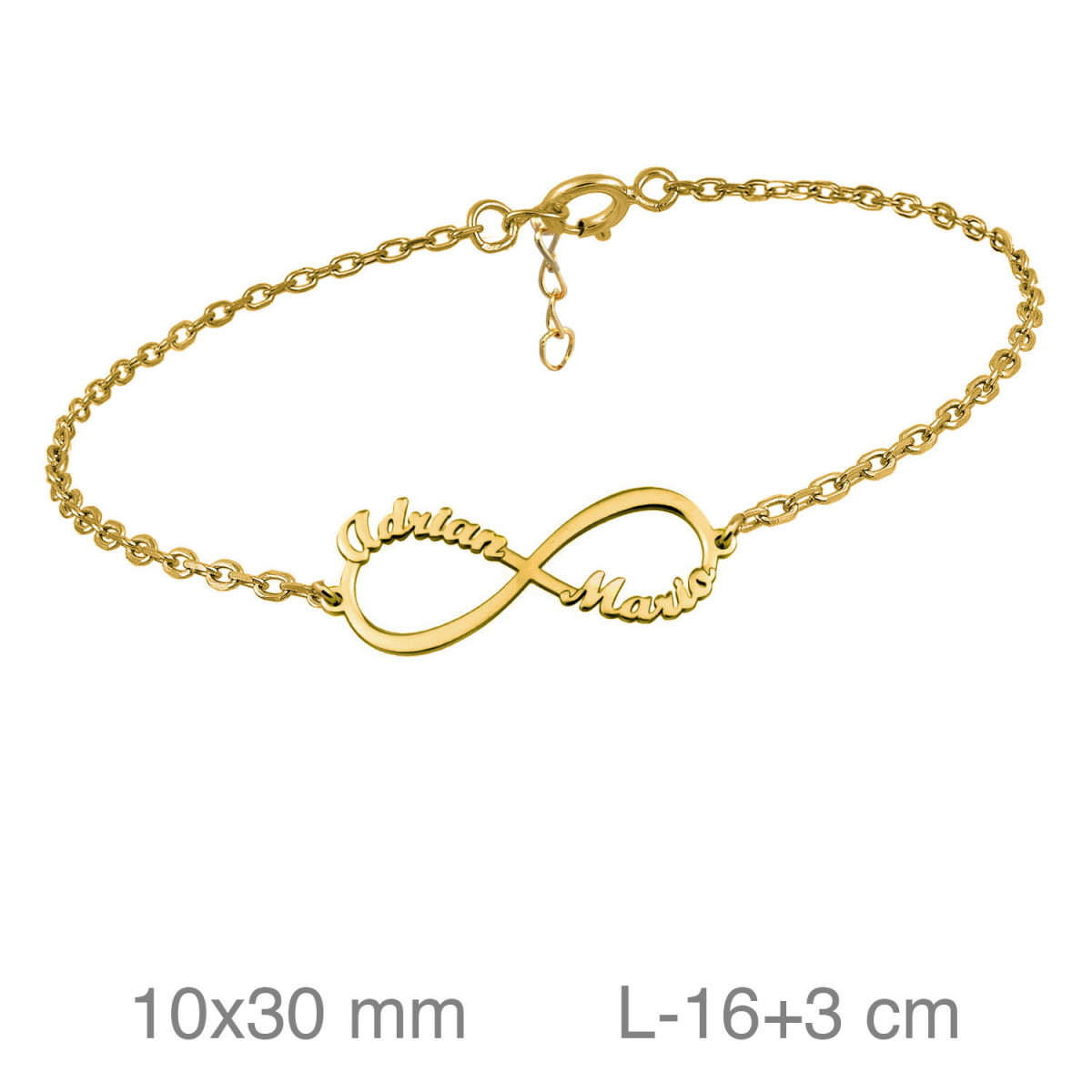 PULSERA PLATA B.ORO INFINITO 2 NOMBRES