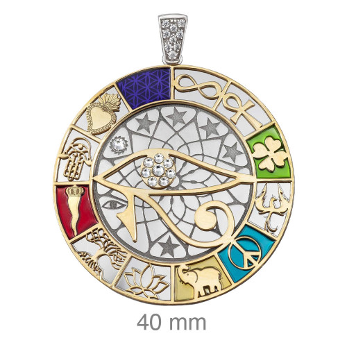 COLGANTE PLATA BICOLOR OJO EGIPCIO SUERTE CIRCONITAS