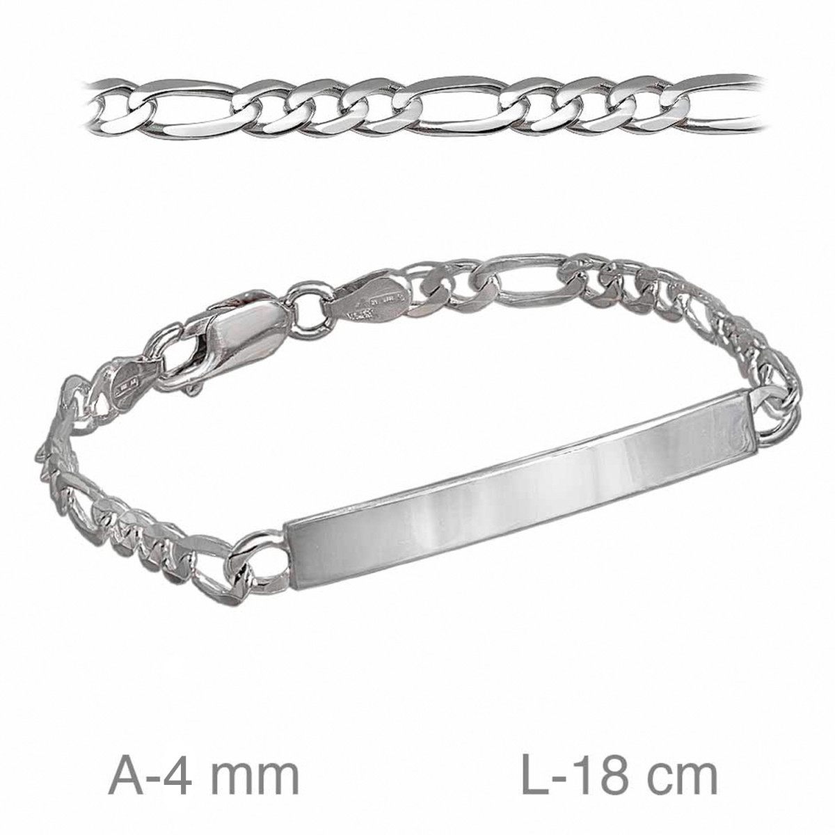 PULSERA PLATA PLACA 3X1 120