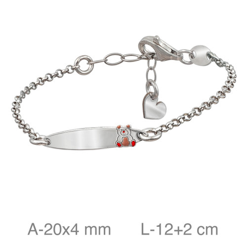 PULSERA PLATA BEBE PLACA OSITO ESMALTE