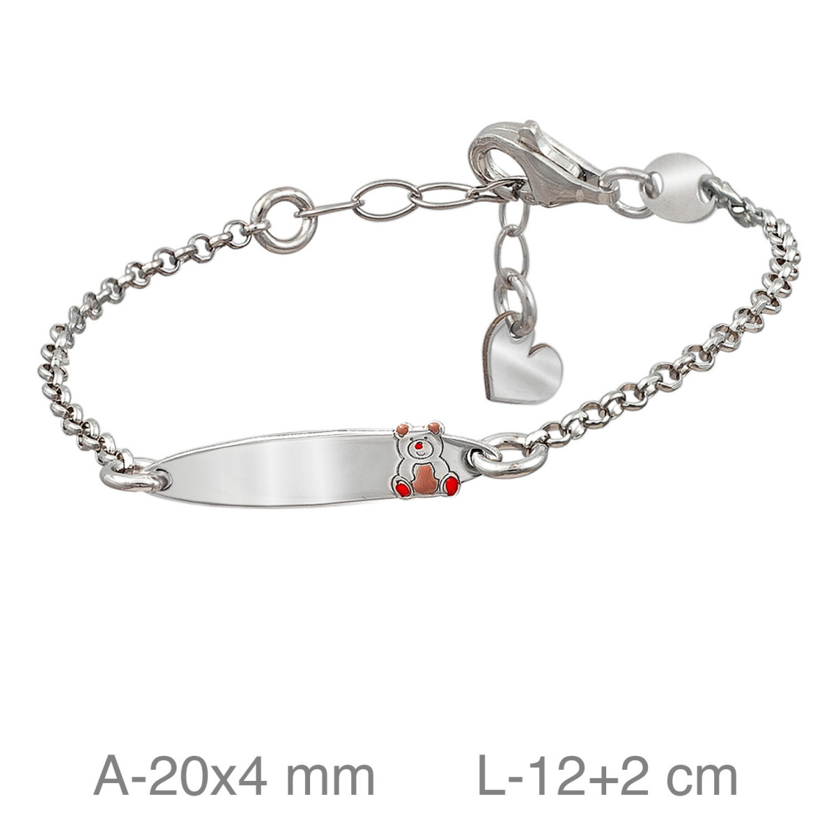 PULSERA PLATA BEBE PLACA OSITO ESMALTE