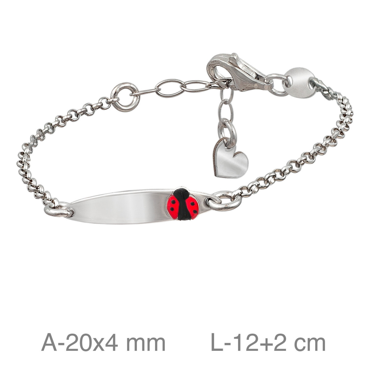 PULSERA PLATA BEBE PLACA MARIQUITA ESMALTE