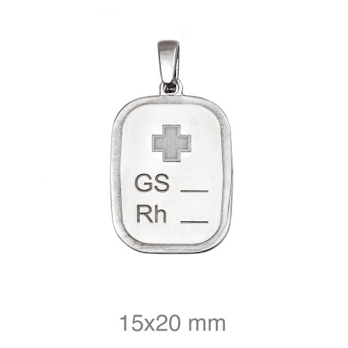 PLACA PLATA GRUPO SANGUINEO RH