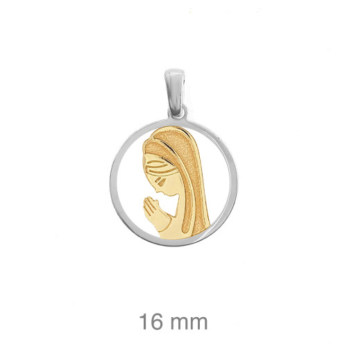 MEDALLA PLATA BICOLOR COMUNION VIRGEN