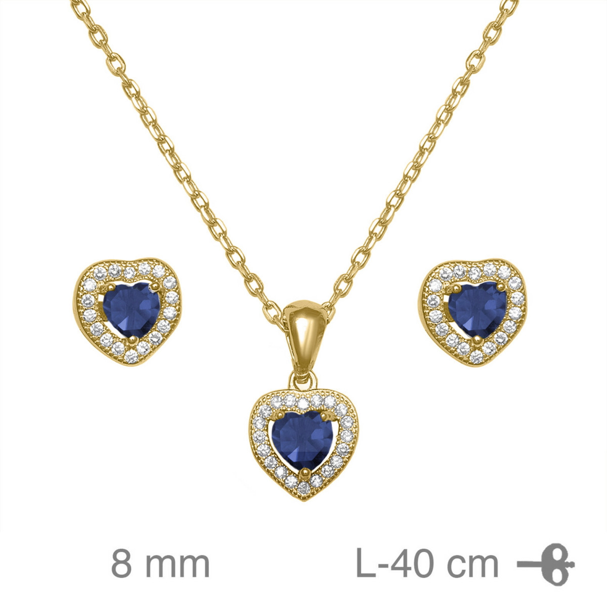 JUEGO PLATA B.ORO+e ZTAS ZAFIRO CORAZON