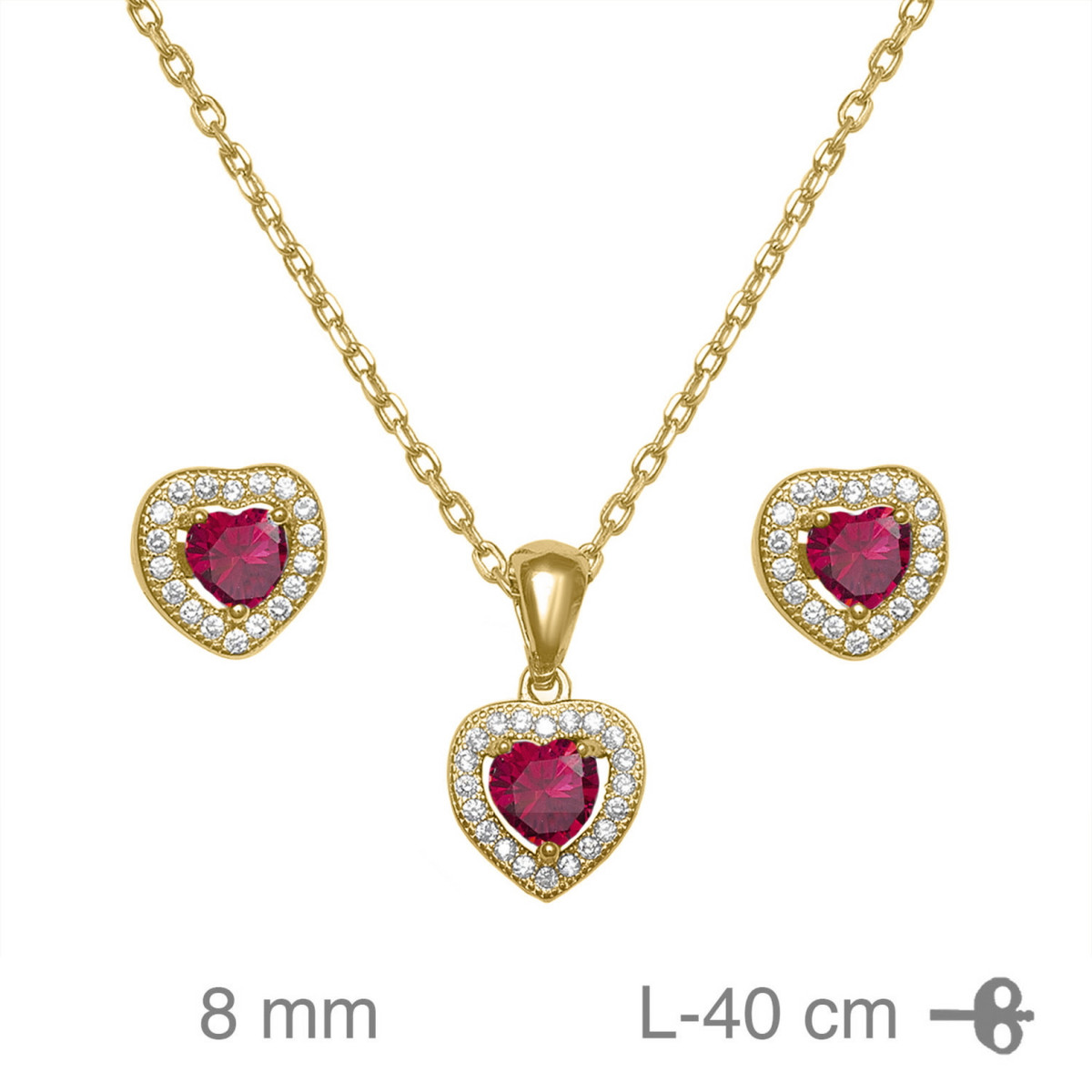 JUEGO PLATA B.ORO+e ZTAS RUBI CORAZON