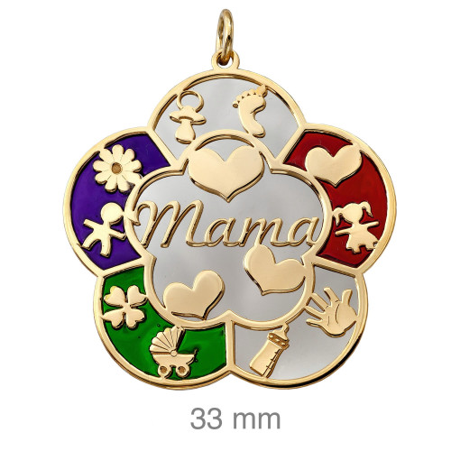 COLGANTE PLATA BICOLOR MAMA FLOR
