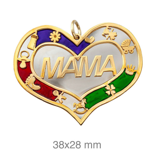 COLGANTE PLATA BICOLOR MAMA CORAZON