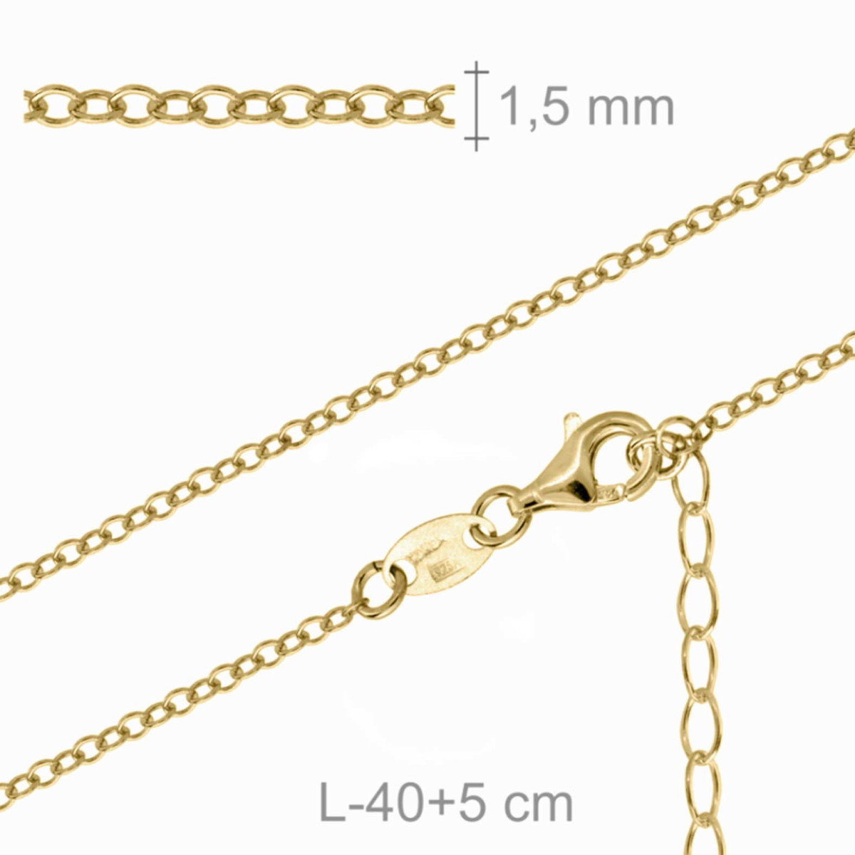 CADENA PLATA B.ORO FORZADA 40+5 CM