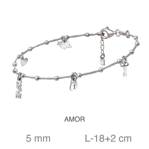 PULSERA PLATA MOTIVOS AMOR