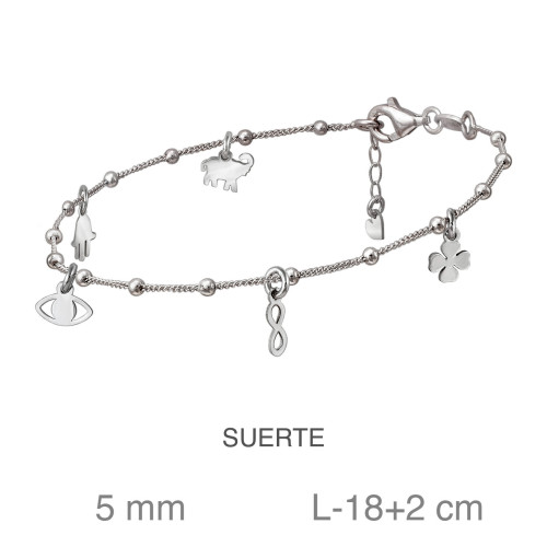 PULSERA PLATA MOTIVOS SUERTE